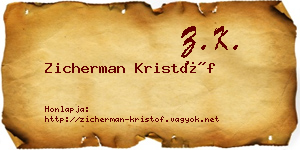 Zicherman Kristóf névjegykártya
